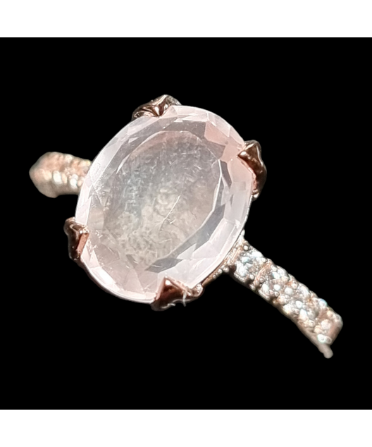 Bague Quartz rose & Zirconium Vermeil