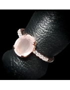 Bague Quartz rose & Zirconium Vermeil