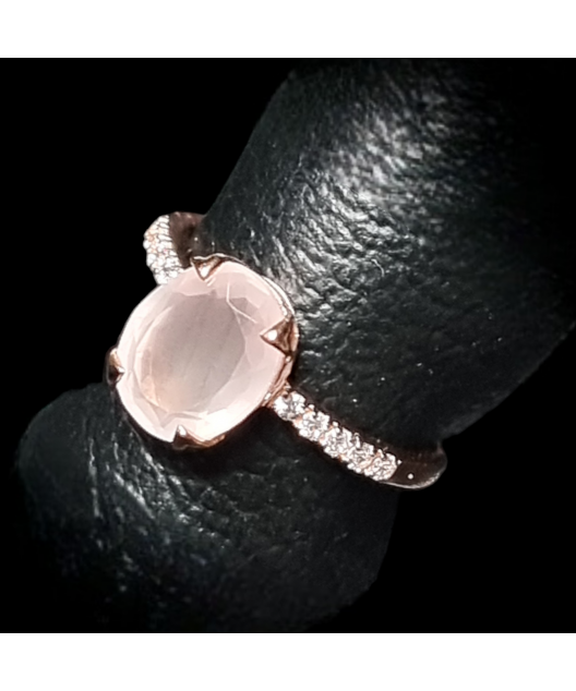 Bague Quartz rose & Zirconium Vermeil