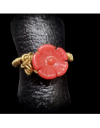Bague Corail Fleur Laiton Taille 48