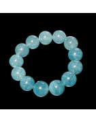 Bracelet Agate bleue Pierres rondes 15mm
