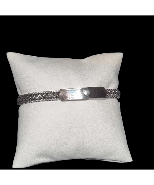 Bracelet Argent fermeture bouton poussoir