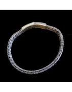 Bracelet Argent fermeture bouton poussoir