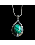 Pendentif Malachite avec chaîne Argent 925