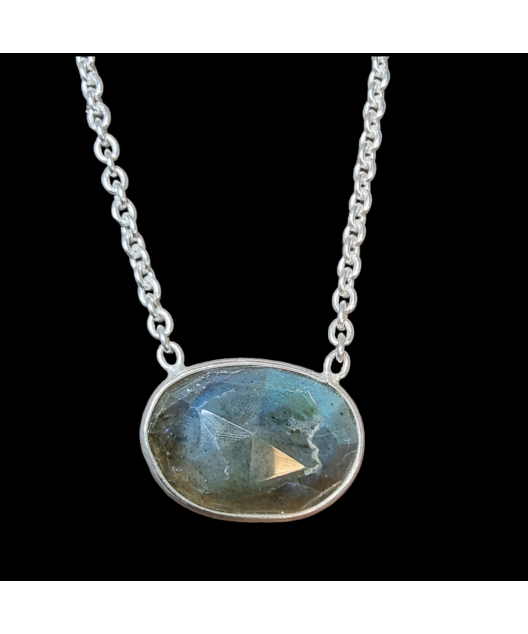 Pendentif Labradorite avec chaîne Argent 925