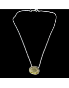 Pendentif Citrine citron avec chaîne Argent 925
