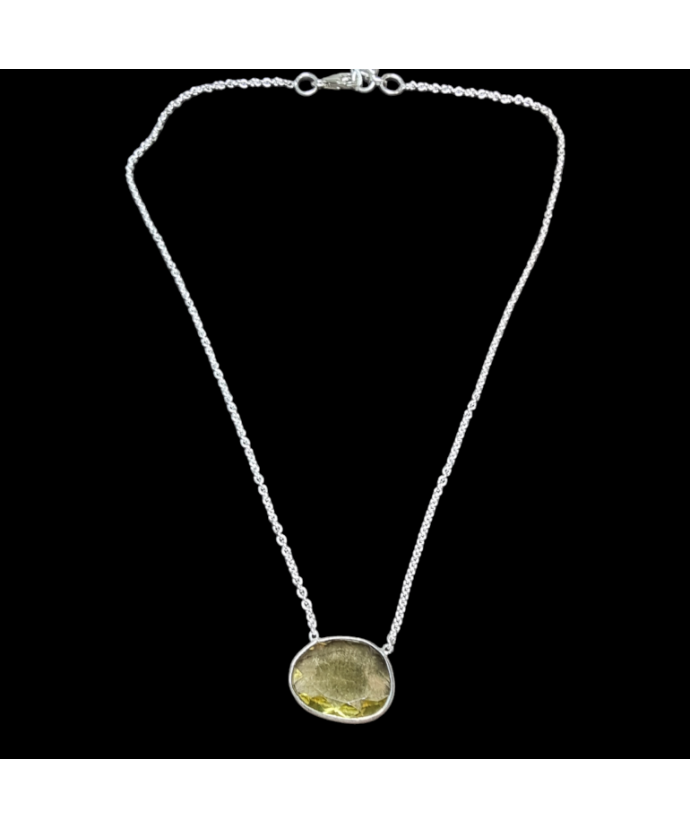 Pendentif Citrine citron avec chaîne Argent 925
