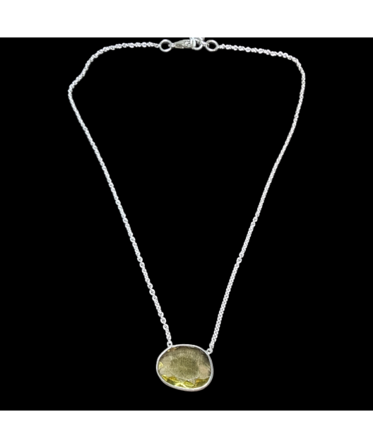 Pendentif Citrine citron avec chaîne Argent 925