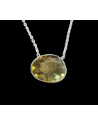 Pendentif Citrine citron avec chaîne Argent 925