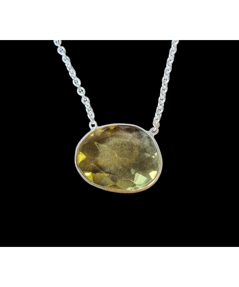 Pendentif Citrine citron avec chaîne Argent 925