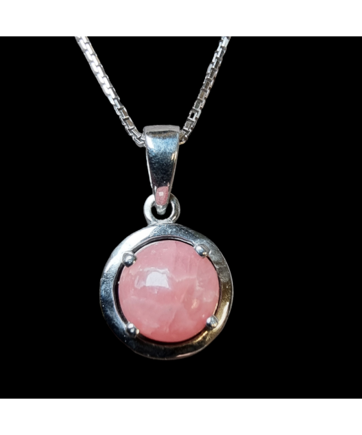 Pendentif Rhodochrosite avec chaîne Argent 925