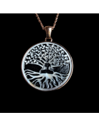 Pendentif Nacre Arbre de vie Plaqué or