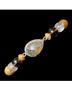 Bracelet Labradorite & Quartz fumé Cristal de roche Œil de tigre
