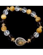 Bracelet Labradorite & Quartz fumé Cristal de roche Œil de tigre