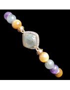 Bracelet Labradorite & Quartz fumé Cristal de roche Améthyste