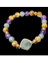 Bracelet Labradorite & Quartz fumé Cristal de roche Améthyste