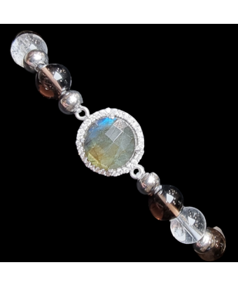Bracelet Labradorite & Quartz fumé Cristal de roche