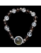 Bracelet Labradorite & Quartz fumé Cristal de roche