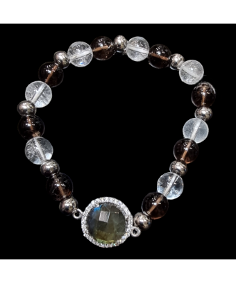 Bracelet Labradorite & Quartz fumé Cristal de roche