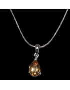 Pendentif Citrine Argent 925 avec chaîne