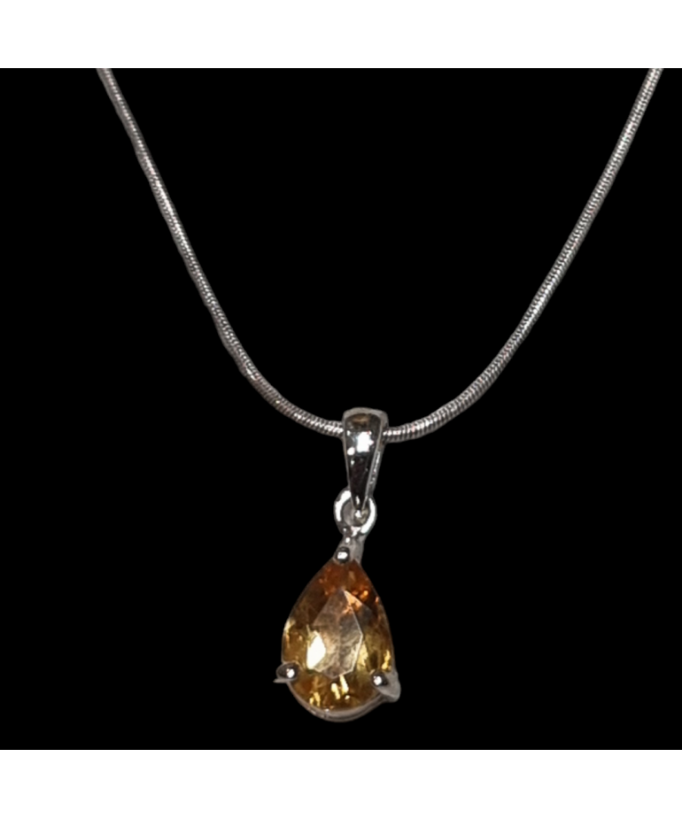 Pendentif Citrine Argent 925 avec chaîne