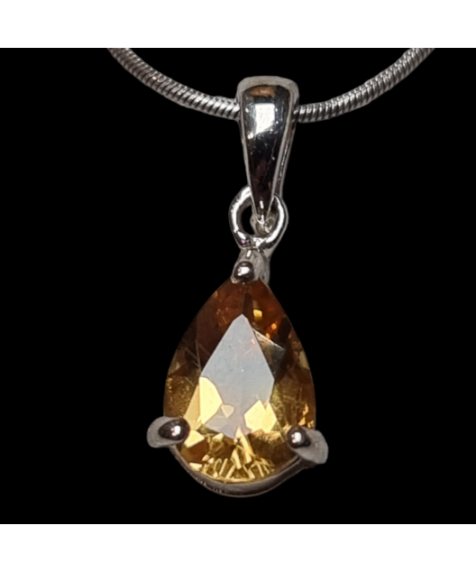 Pendentif Citrine Argent 925 avec chaîne