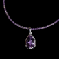 Pendentif Améthyste & collier perles d'améthyste facettées Argent 925