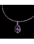 Pendentif Améthyste & collier perles d'améthyste facettées Argent 925