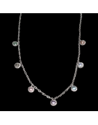 Collier breloques pierres fines facettées chaîne Argent 925