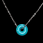 Pendentif Turquoise Donut sur chaîne métal rhodié