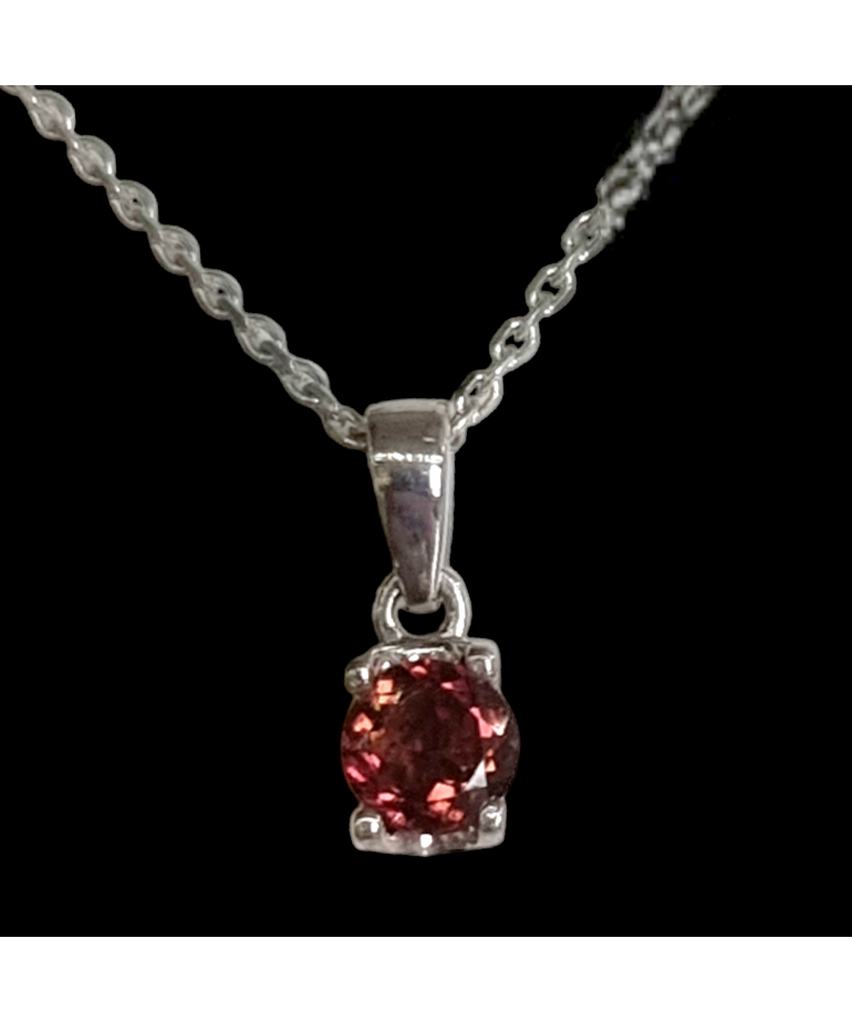 Pendentif Tourmaline rose avec chaîne argent 925