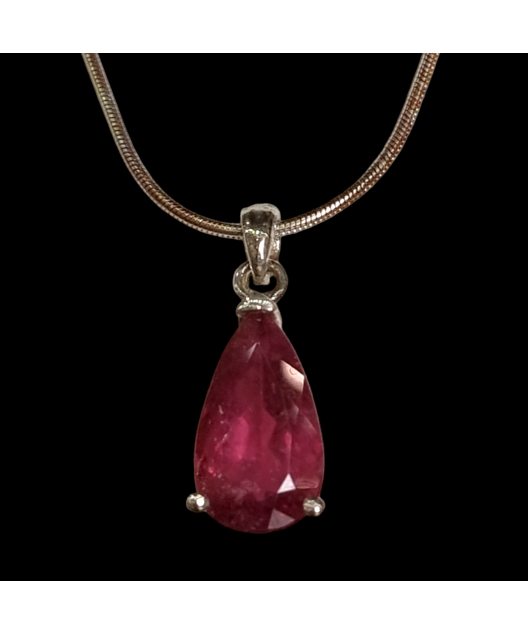 Pendentif Rubellite avec chaîne Argent 925