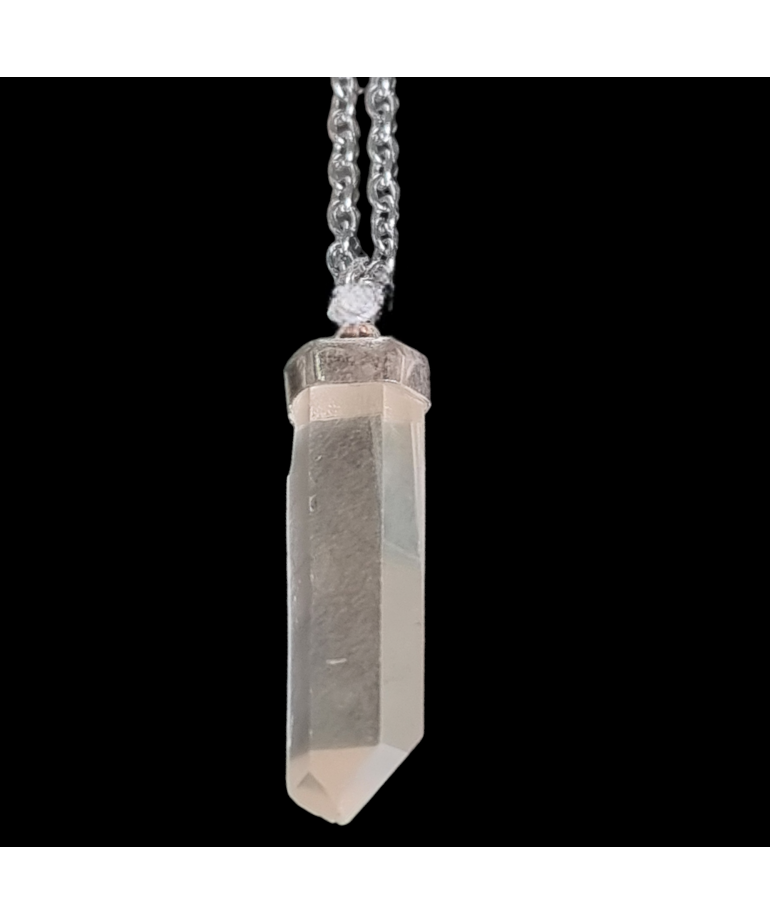 Pendentif Cristal de roche pointe Argent 925