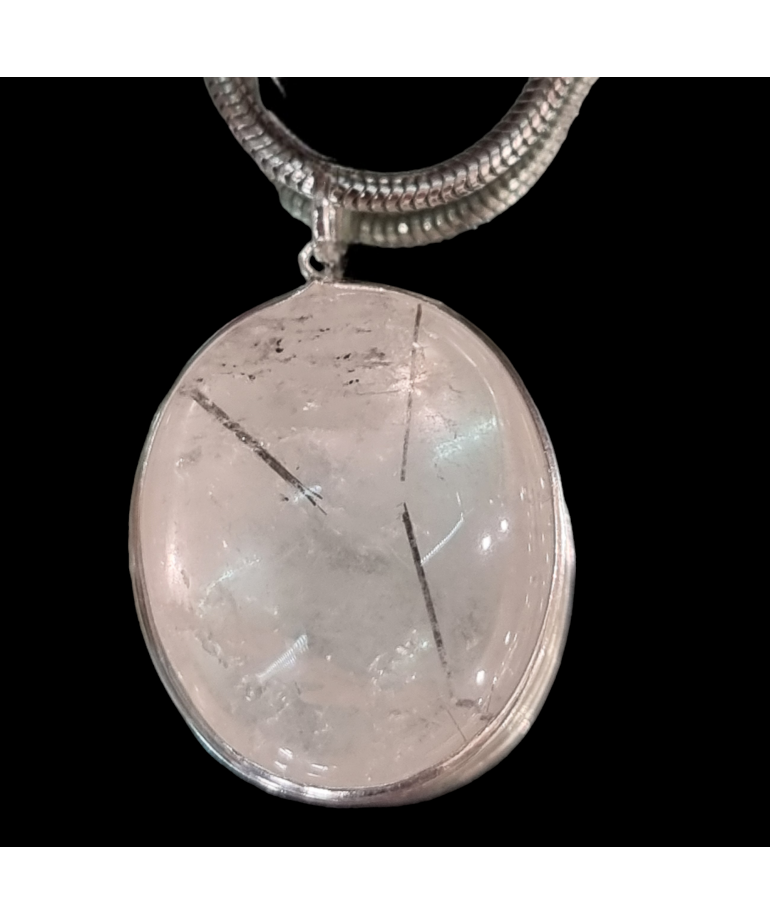 Pendentif Quartz Rutile Tourmaline Argent 925