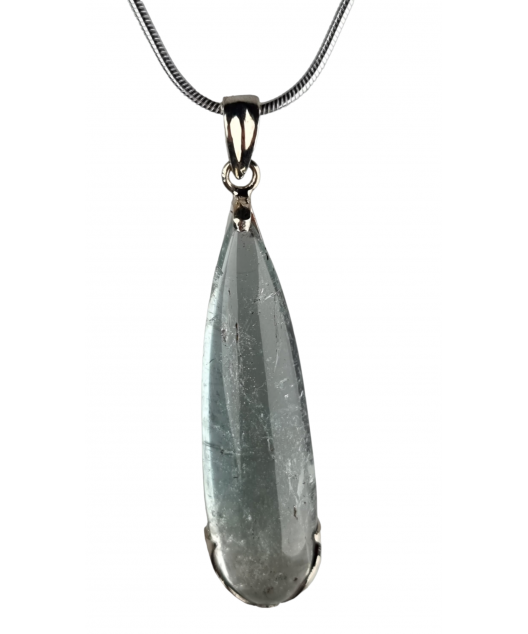 Pendentif Aigue marine & chaîne Argent 925