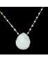 Pendentif Cristal blanc et Chaîne perles d'émail Plaqué or