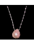 Pendentif Rhodonite et Chaîne perles d'émail Acier