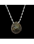 Pendentif Labradorite et Chaîne perles d'émail Acier