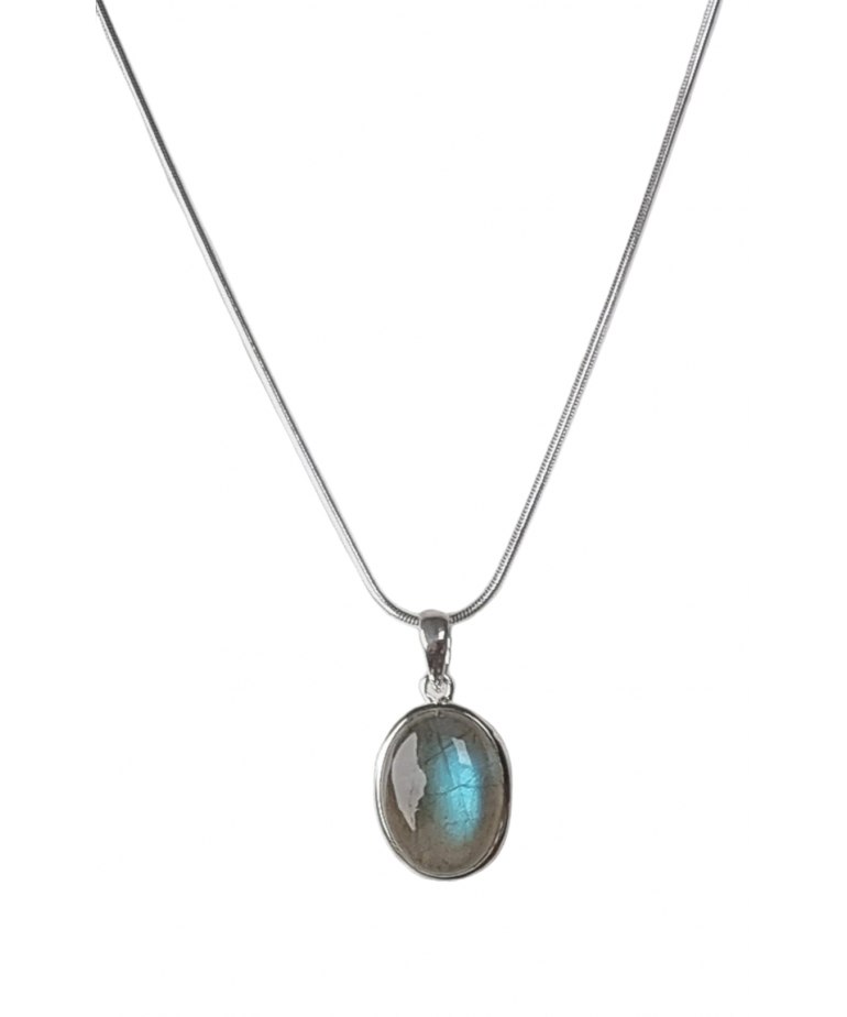 Pendentif Labradorite et chaîne argent 925