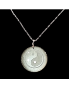 Pendentif Obsidienne argentée Yin & Yang avec chaîne