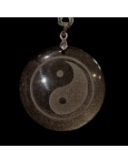 Pendentif Obsidienne argentée Yin & Yang avec chaîne