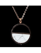 Pendentif Howlite avec chaîne Acier inox plaquée or