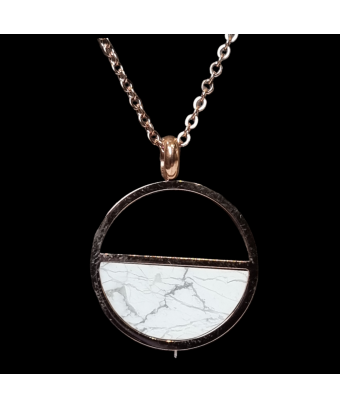 Pendentif Howlite avec chaîne Acier inox plaquée or