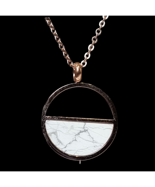 Pendentif Howlite avec chaîne Acier inox plaquée or