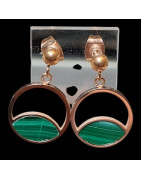 Boucles Malachite plaqué or rosé