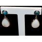 Boucles Apatite bleue & Nacre Acier plaqué or rosé