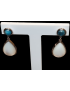 Boucles Apatite bleue & Nacre Acier plaqué or rosé