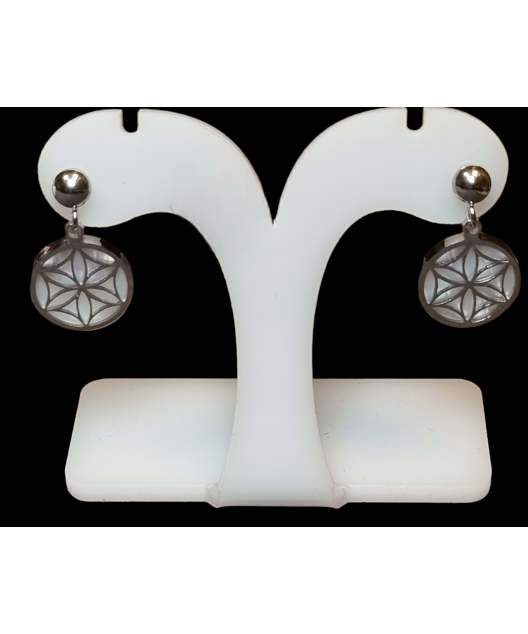 Boucles Nacre Fleur de vie Acier inox