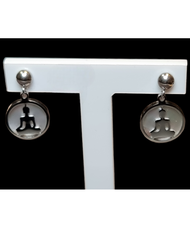 Boucles Nacre Bouddha Acier inox