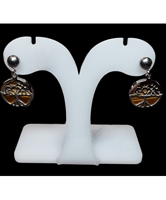 Boucles Œil de tigre Arbre de vie Acier inox
